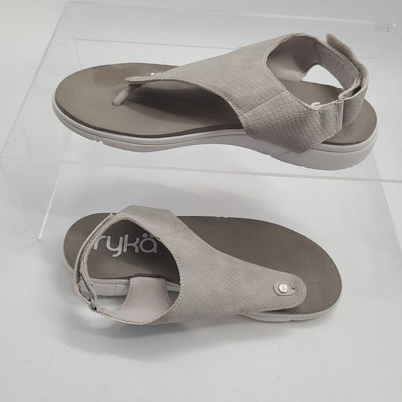 Ryka Womens Margo Cloud Grey T-Strap Sandals Size 9.5M - Picture 2 of 7